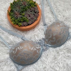 Blue Beige Imported Lace Push-Up Front Clip Bra